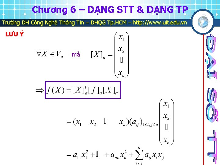 Chương 6 – DẠNG STT & DẠNG TP Trường ĐH Công Nghệ Thông Tin