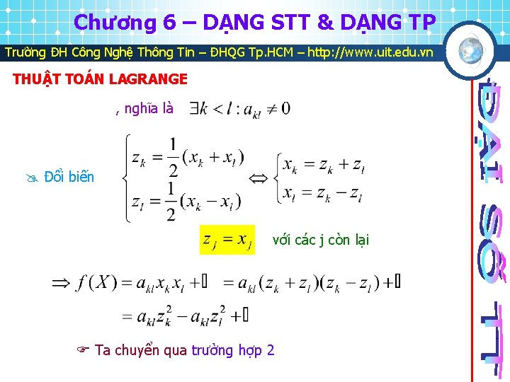 Chương 6 – DẠNG STT & DẠNG TP Trường ĐH Công Nghệ Thông Tin