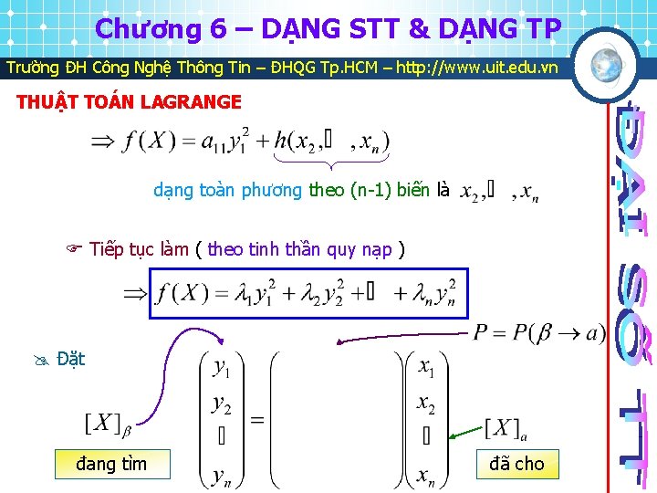 Chương 6 – DẠNG STT & DẠNG TP Trường ĐH Công Nghệ Thông Tin