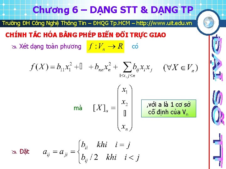 Chương 6 – DẠNG STT & DẠNG TP Trường ĐH Công Nghệ Thông Tin