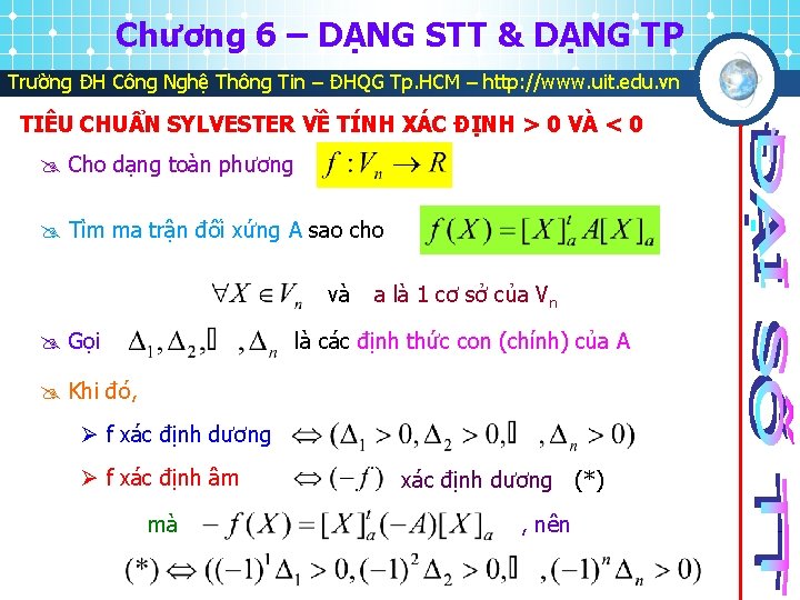 Chương 6 – DẠNG STT & DẠNG TP Trường ĐH Công Nghệ Thông Tin