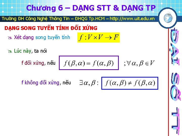 Chương 6 – DẠNG STT & DẠNG TP Trường ĐH Công Nghệ Thông Tin