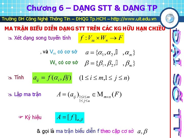 Chương 6 – DẠNG STT & DẠNG TP Trường ĐH Công Nghệ Thông Tin