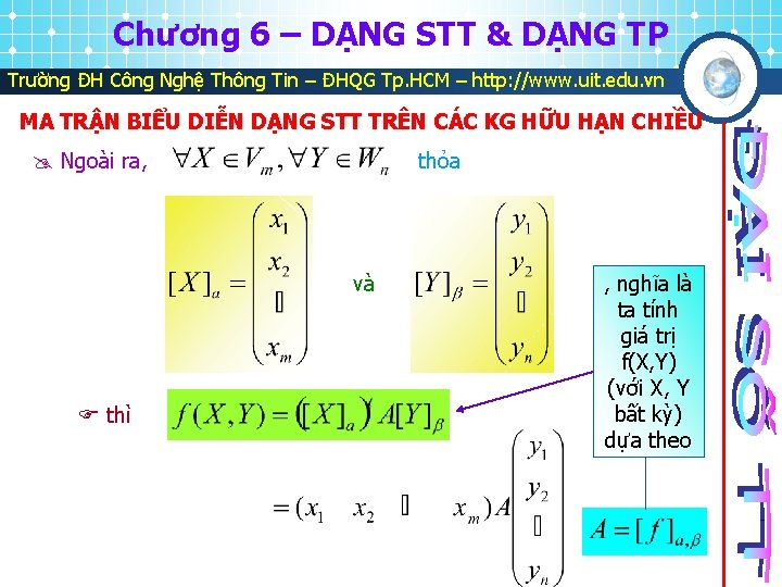 Chương 6 – DẠNG STT & DẠNG TP Trường ĐH Công Nghệ Thông Tin