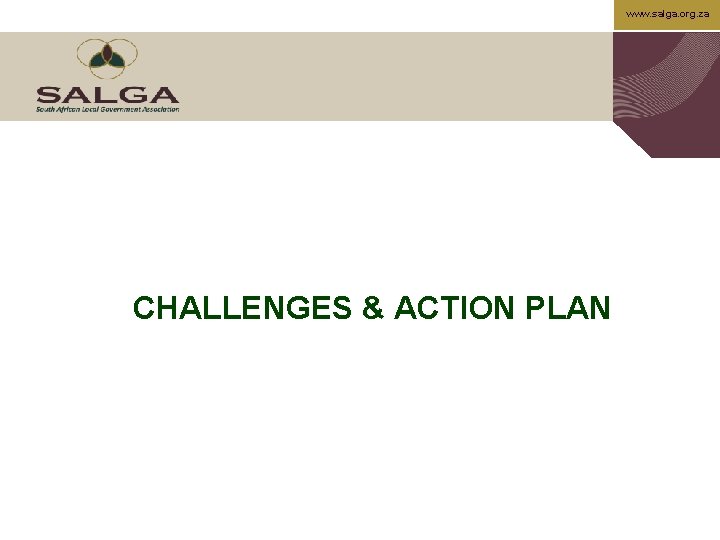 www. salga. org. za CHALLENGES & ACTION PLAN 