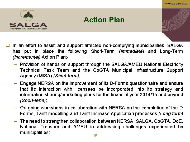 www. salga. org. za Action Plan q In an effort to assist and support