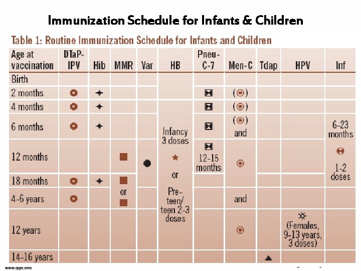 Immunization Schedule for Infants & Children 