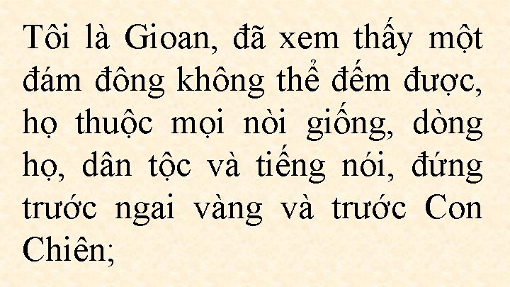 Tôi là Gioan, đã xem thấy một đám đông không thể đếm được, họ