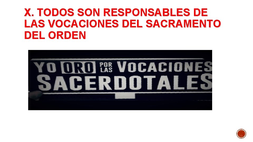 X. TODOS SON RESPONSABLES DE LAS VOCACIONES DEL SACRAMENTO DEL ORDEN 