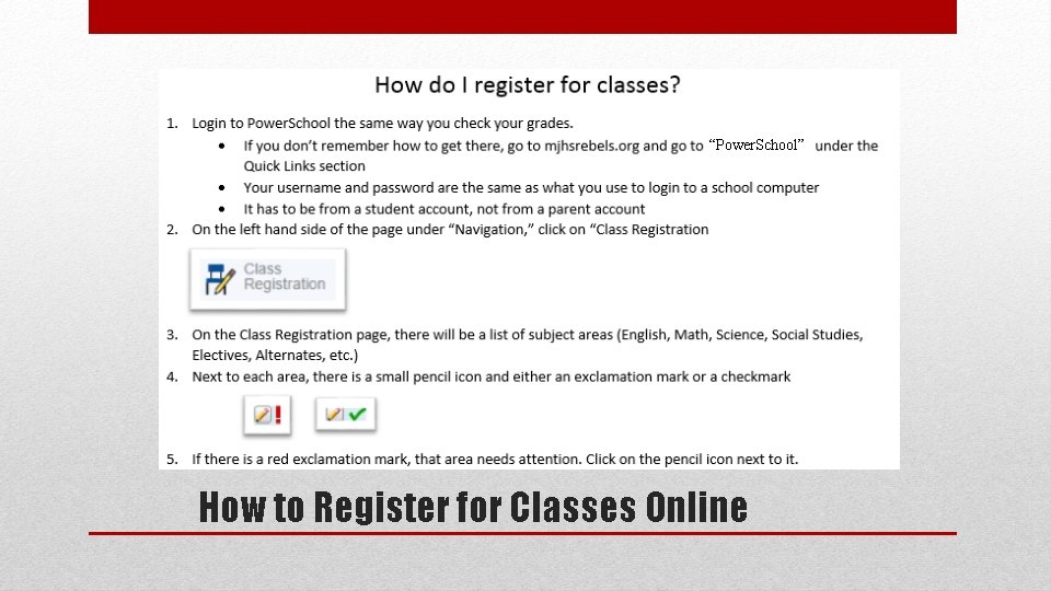 “Power. School” How to Register for Classes Online 