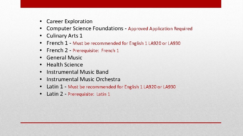  • • • Career Exploration Computer Science Foundations - Approved Application Required Culinary