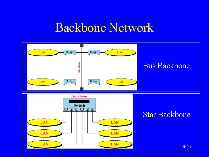 Backbone Network Bus Backbone Star Backbone 40/ 25 