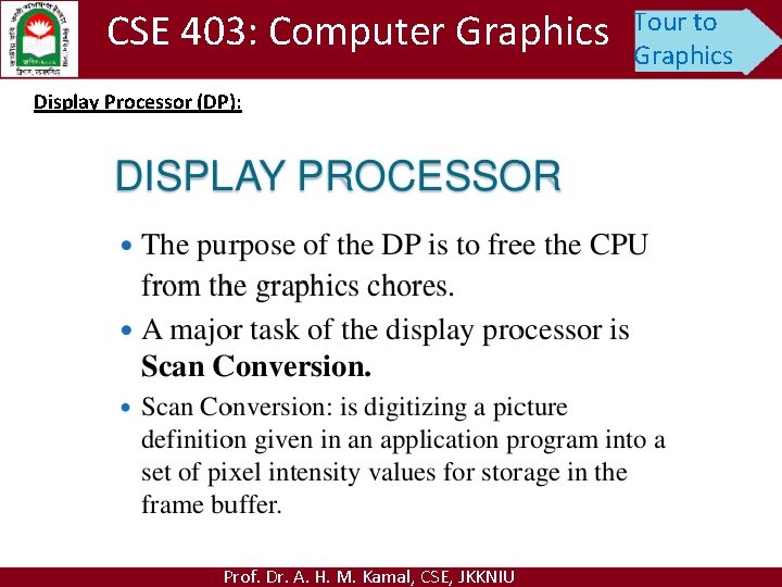 CSE 403: Computer Graphics Display Processor (DP): Prof. Dr. A. H. M. Kamal, CSE,