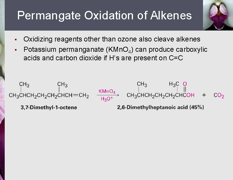 Permangate Oxidation of Alkenes § § Oxidizing reagents other than ozone also cleave alkenes