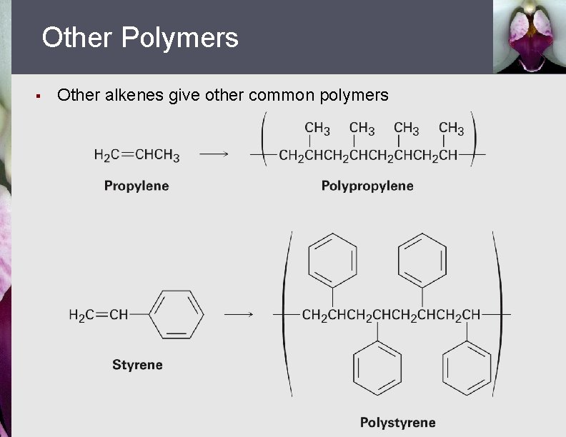 Other Polymers § Other alkenes give other common polymers 