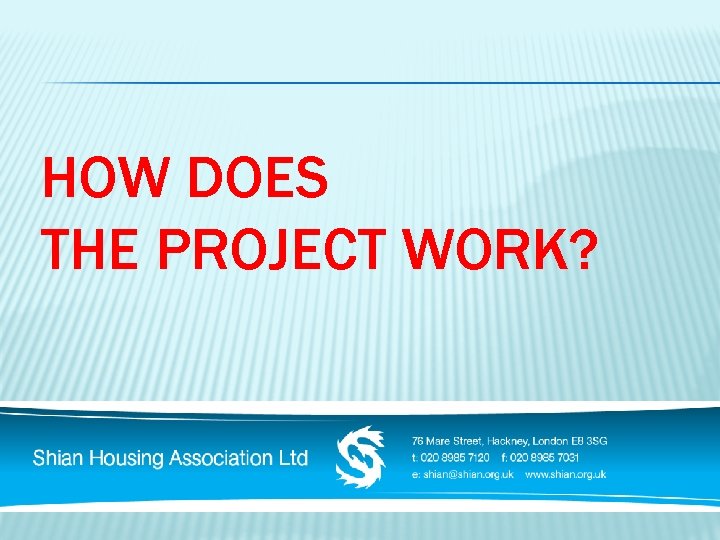 HOW DOES THE PROJECT WORK? 