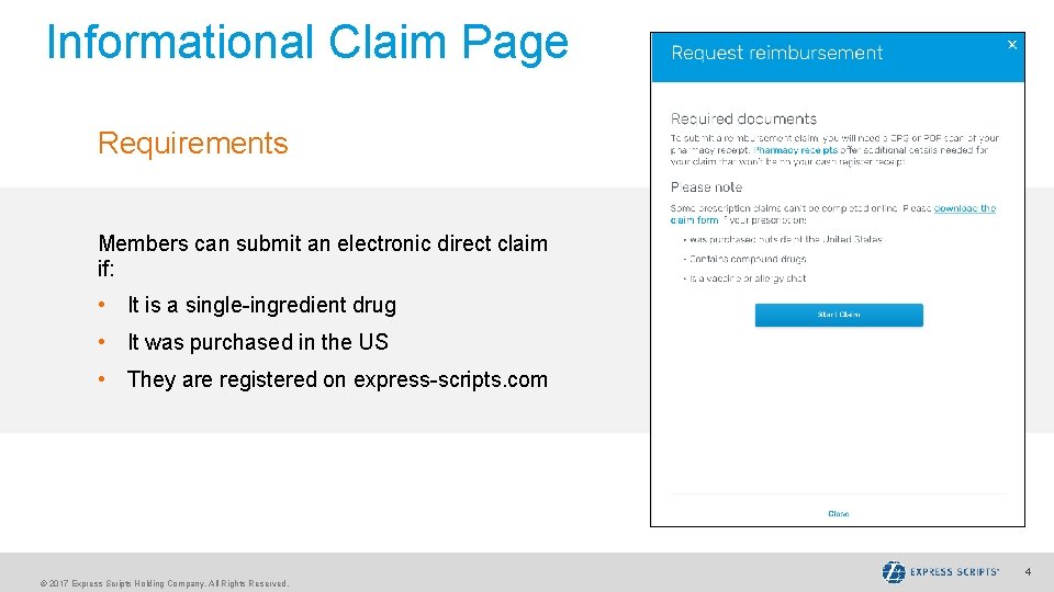 Informational Claim Page Requirements Members can submit an electronic direct claim if: • It Informational Claim Page Requirements Members can submit an electronic direct claim if: • It