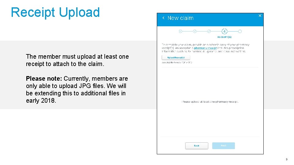 Receipt Upload The member must upload at least one receipt to attach to the Receipt Upload The member must upload at least one receipt to attach to the