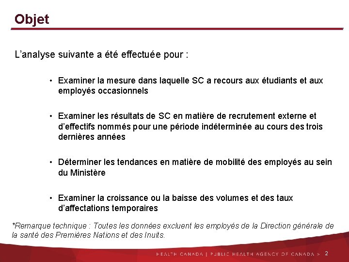 Objet L’analyse suivante a été effectuée pour : • Examiner la mesure dans laquelle