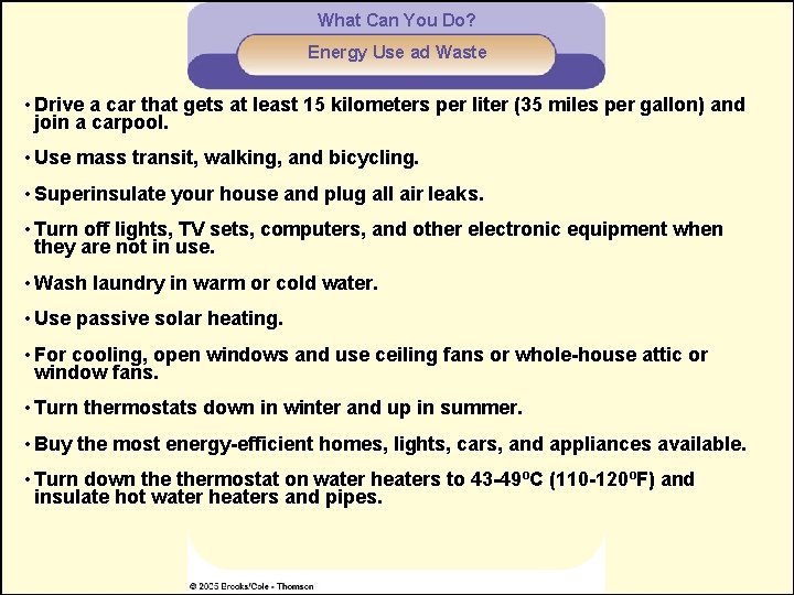 What Can You Do? Energy Use ad Waste • Drive a car that gets What Can You Do? Energy Use ad Waste • Drive a car that gets