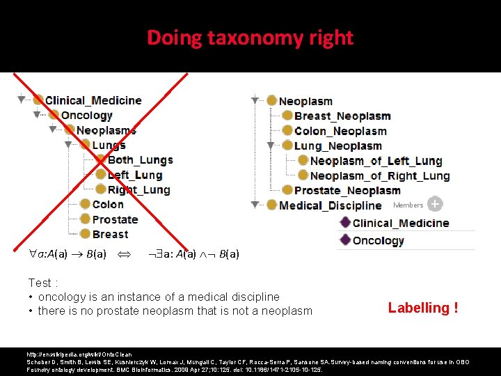 Doing taxonomy right a: A(a) B(a) Test : • oncology is an instance of