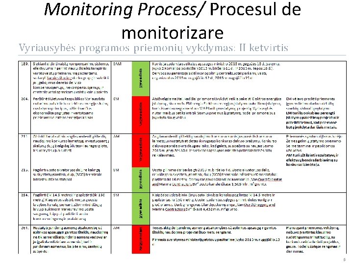 Monitoring Process/ Procesul de monitorizare 