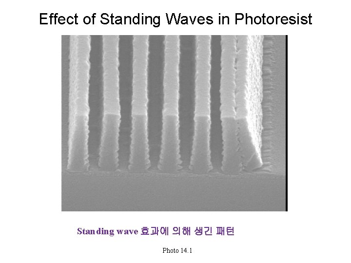 Effect of Standing Waves in Photoresist Standing wave 효과에 의해 생긴 패턴 Photo 14.
