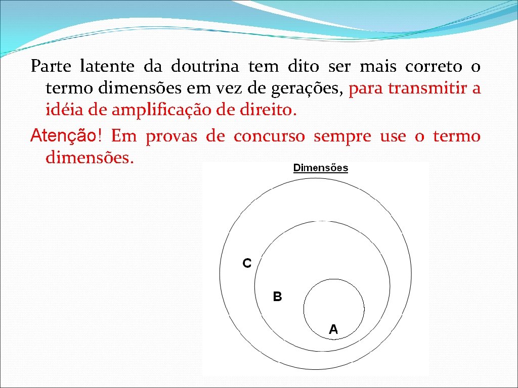 Parte latente da doutrina tem dito ser mais correto o termo dimensões em vez