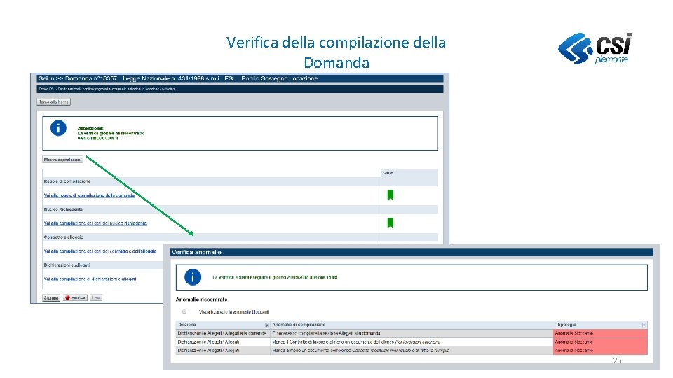 Verifica della compilazione della Domanda 25 