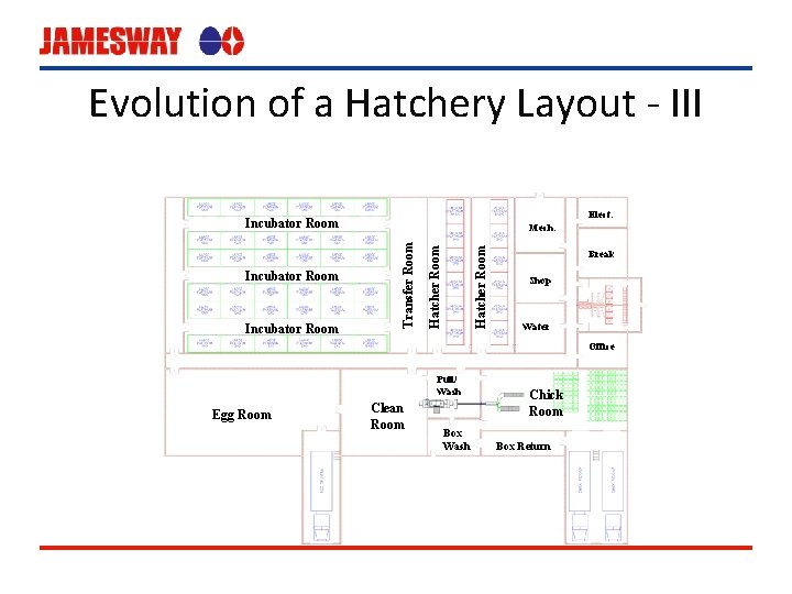 Evolution of a Hatchery Layout - III Elect. Incubator Room Hatcher Room Incubator Room