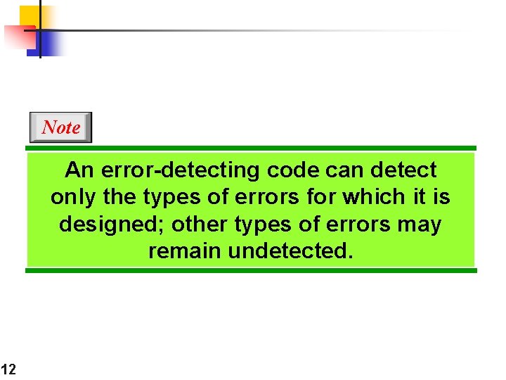 Note An error-detecting code can detect only the types of errors for which it Note An error-detecting code can detect only the types of errors for which it