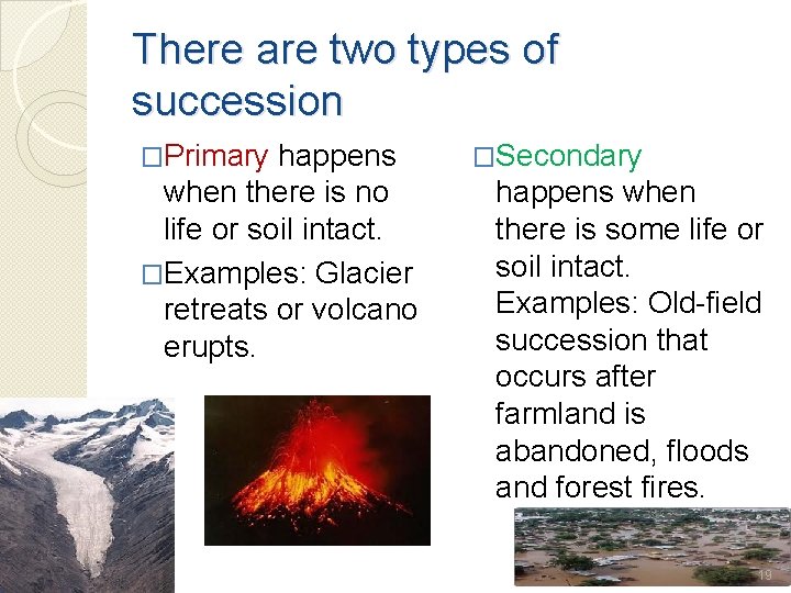 There are two types of succession �Primary happens when there is no life or