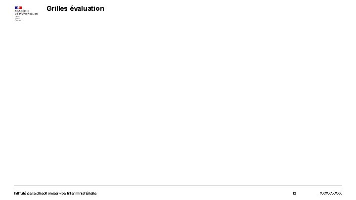 Grilles évaluation Intitulé de la direction/service interministérielle 12 XX/XX/XXXX 