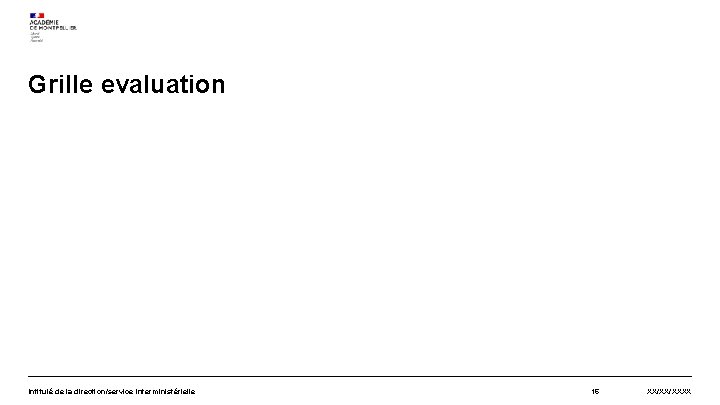 Grille evaluation Intitulé de la direction/service interministérielle 16 XX/XX/XXXX 