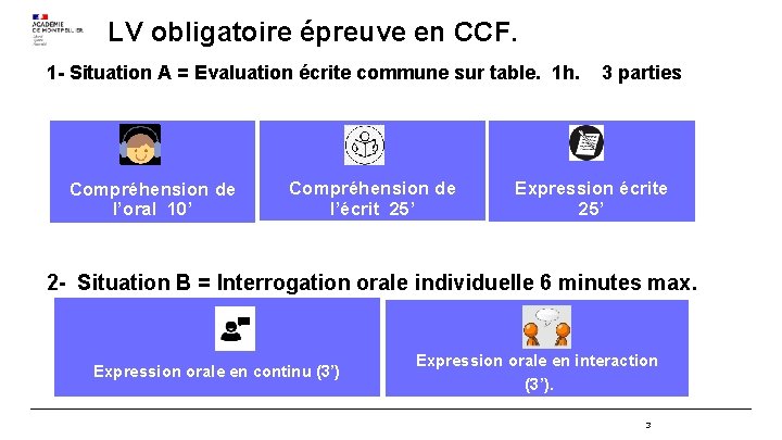 LV obligatoire épreuve en CCF. 1 - Situation A = Evaluation écrite commune sur