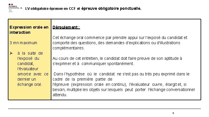 LV obligatoire épreuve en CCF et épreuve obligatoire ponctuelle. Expression orale en interaction 3