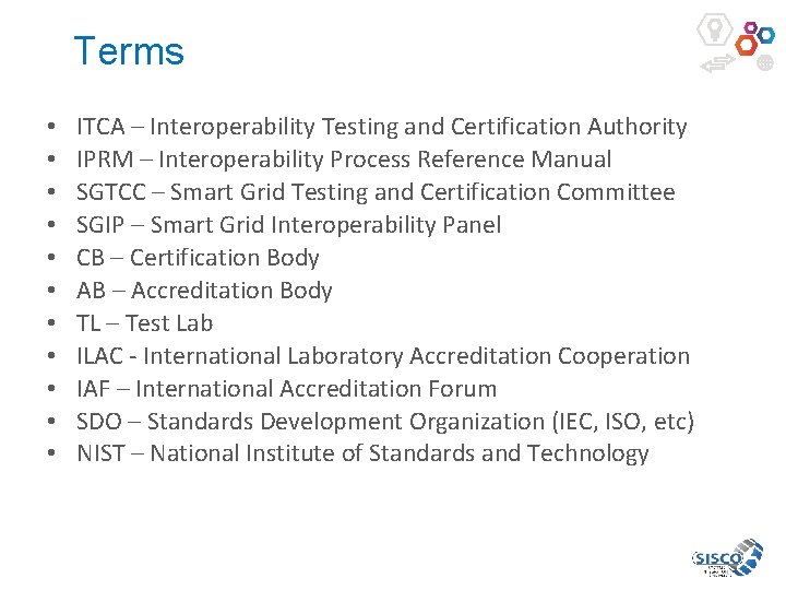 Terms • • • ITCA – Interoperability Testing and Certification Authority IPRM – Interoperability