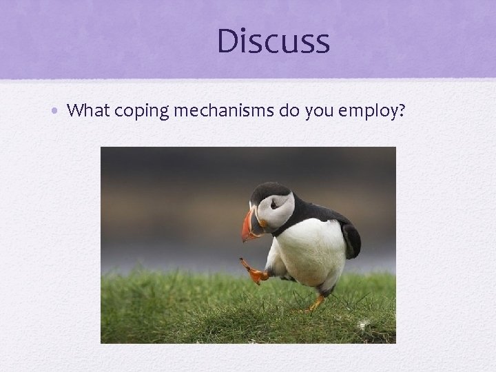Discuss • What coping mechanisms do you employ? 