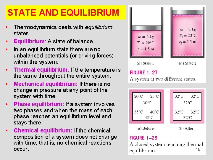 STATE AND EQUILIBRIUM • • Thermodynamics deals with equilibrium states. Equilibrium: A state of