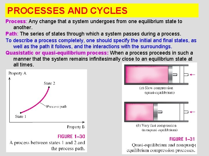 PROCESSES AND CYCLES Process: Any change that a system undergoes from one equilibrium state