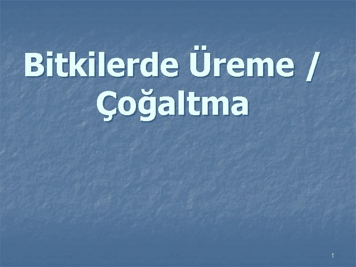 Bitkilerde Üreme / Çoğaltma 1 