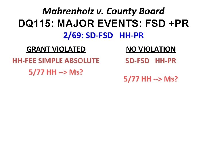 Mahrenholz v. County Board DQ 115: MAJOR EVENTS: FSD +PR 2/69: SD-FSD HH-PR GRANT