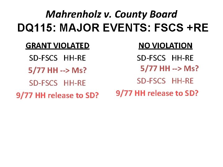 Mahrenholz v. County Board DQ 115: MAJOR EVENTS: FSCS +RE GRANT VIOLATED SD-FSCS HH-RE