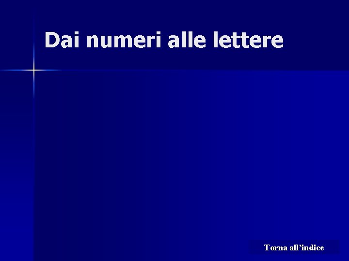 Dai numeri alle lettere Torna all’indice 