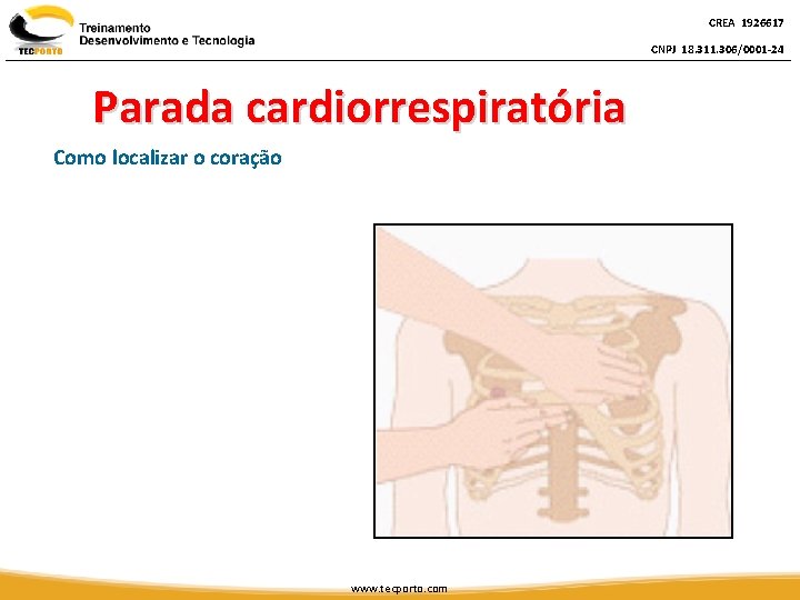 CREA 1926617 CNPJ 18. 311. 306/0001 -24 Parada cardiorrespiratória Como localizar o coração www.