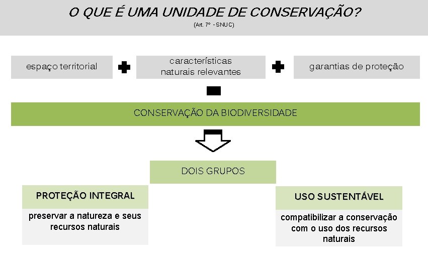 O QUE É UMA UNIDADE DE CONSERVAÇÃO? (Art. 7º - SNUC) características naturais relevantes