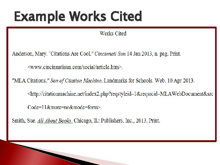 Example Works Cited 