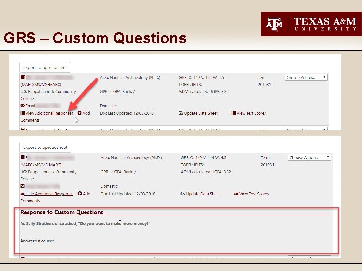 GRS – Custom Questions 
