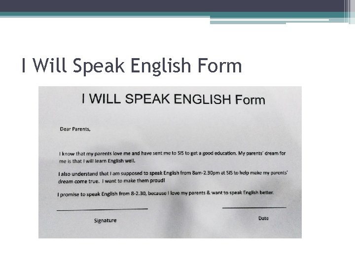 I Will Speak English Form 