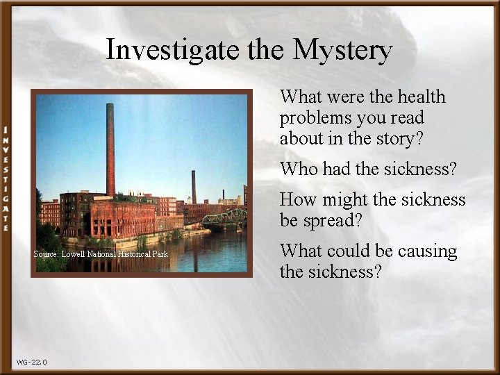 Investigate the Mystery What were the health problems you read about in the story?